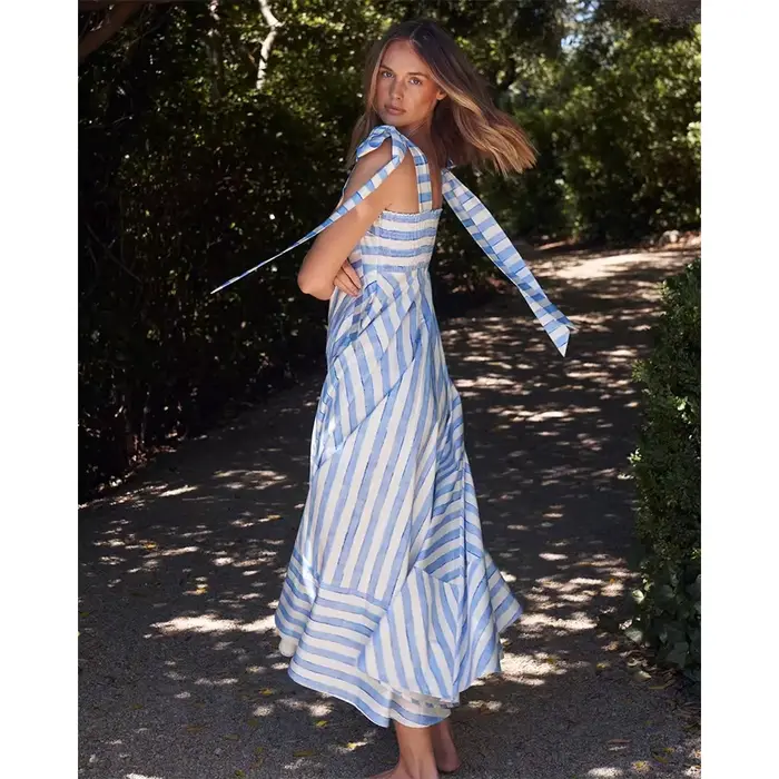 Robes pour femmes, style européen et américain, printemps-été, nouvelle collection, imprimé rayé, fr