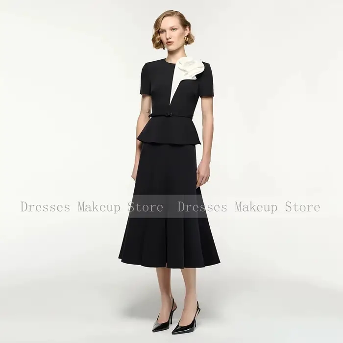 Robe de cocktail sirène en polyester avec décoration florale pour femmes, invitées de mariage, mères de la mariée, occasions spéciales et anniversaires