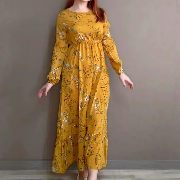 Femmes robes longues printemps été décontracté à manches