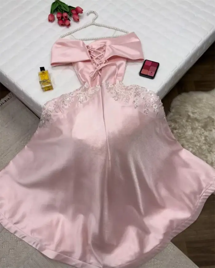 Cathy personnalisé rose épaules dénudées paillettes Appliques robes de bal a-ligne à lacets vestidos de noiva robe de soirée sans manches