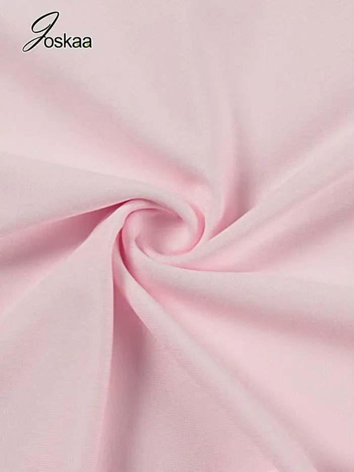 Robe longue rose élégante Joskaa à volants sexy col rond manches courtes fente haute pour femmes plage vacances streetwear