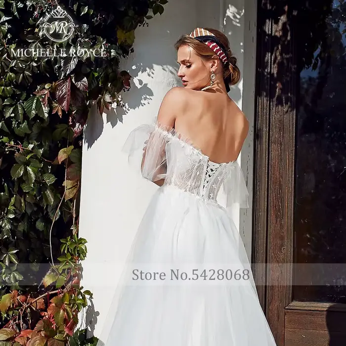 Michelle Royce-Robes de mariée dos nu à lacets 2 en 1