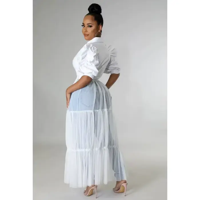 Robe chemise décontractée personnalisée grande taille pour femme – Vêtement d'été uni à manches courtes et simple boutonnage