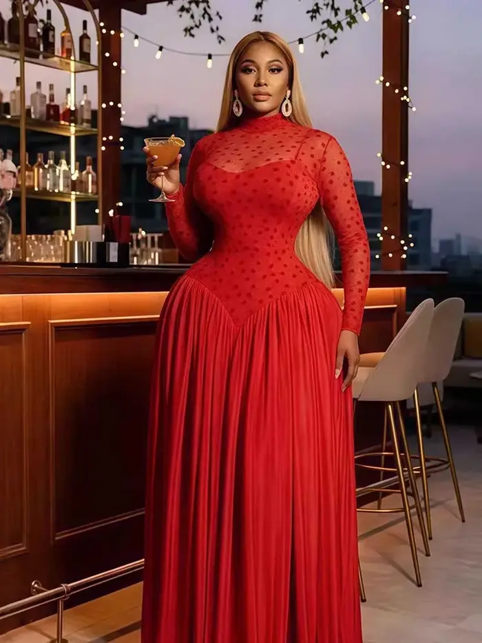 Robe élégante à manches longues pour femmes, coupe trapèze extensible, idéale pour les événements formels et les soirées printemps été