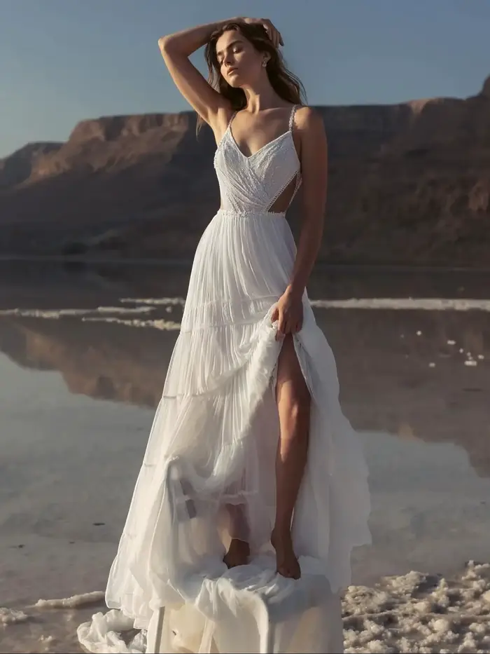 Robe de Mariée Bohème en Tulle à Paillettes, Sexy, Col Spaghetti, pour Patients de Plage, Quelle que