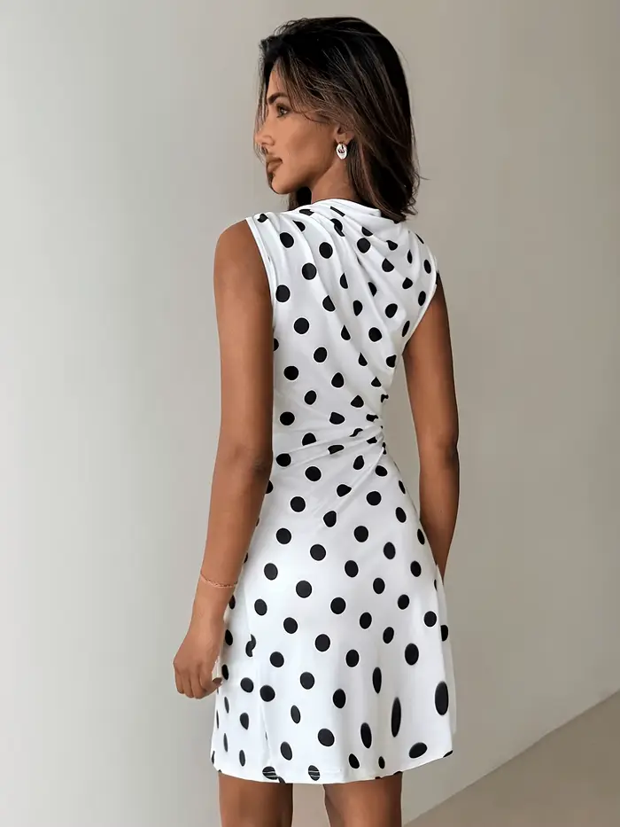 Robe mini à pois blancs et noirs pour femmes