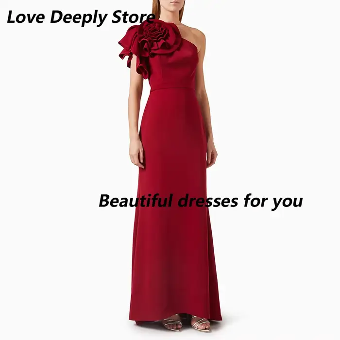 Robe de bal rouge longue sirène à épaules dénudées pour femme, collection 2026, élégante, à fleurs, 