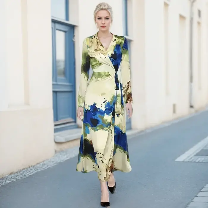 Robe portefeuille à lacets pour femmes