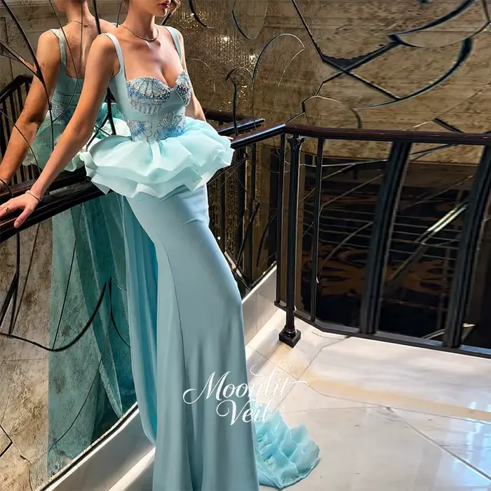 Robe de soirée personnalisée Moonlit Veil bleu clair