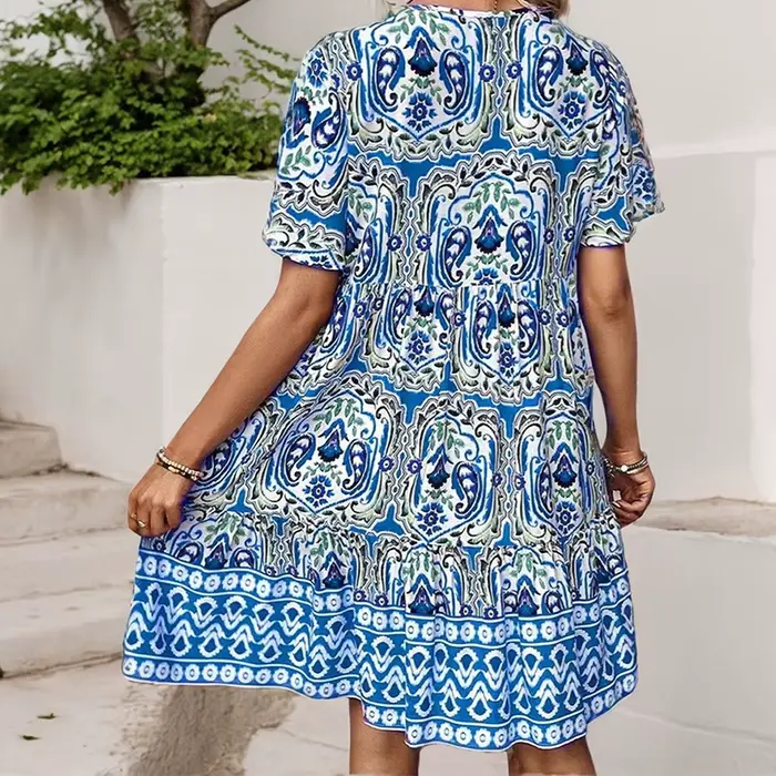 Robes courtes à volants taille haute pour femmes