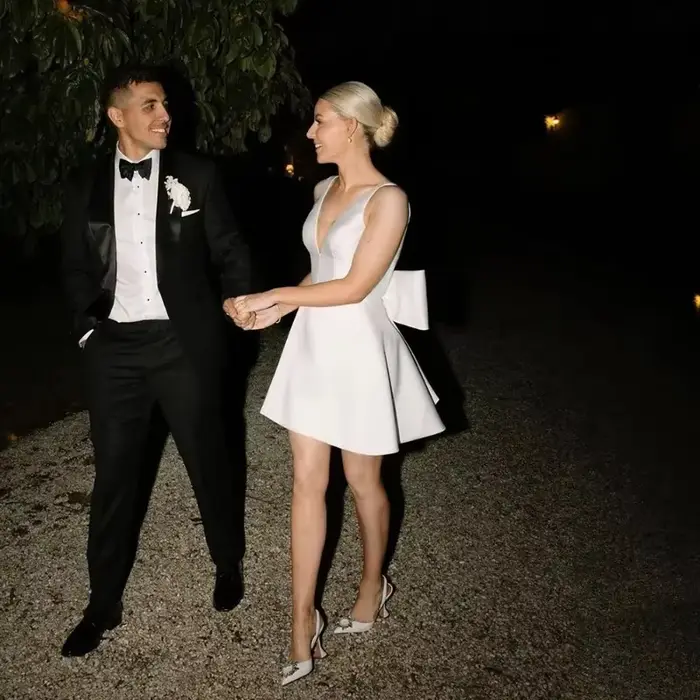 Robe de Soirée de Mariage Courte en Satin Blanc avec Nministériels