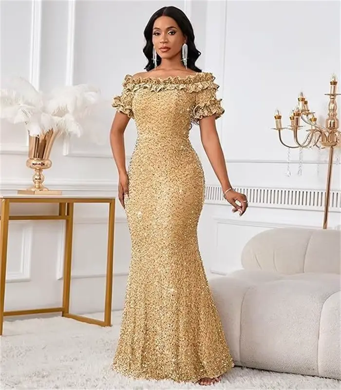 Robe de soirée élégante à épaules dénudées