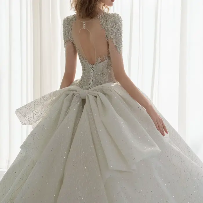 Robe de Mariée à Lacets, Grande Taille, Manches Courtes, Personnalisée, de Haute Qualité, Robes de Princesse, Bal, Nouvelle Collection
