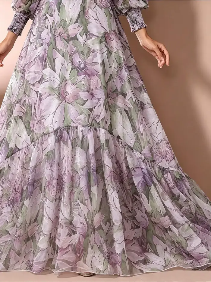 Robe longue florale, style bohème romantique