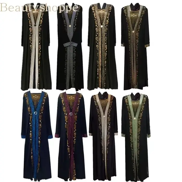 Abaya islamique caftan batik avec diamants pour femmes occassions spéciales Ramadan Aïd élégante robuste