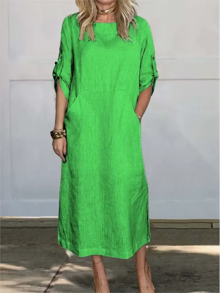 Robe Longue en Coton et Lin pour Femme