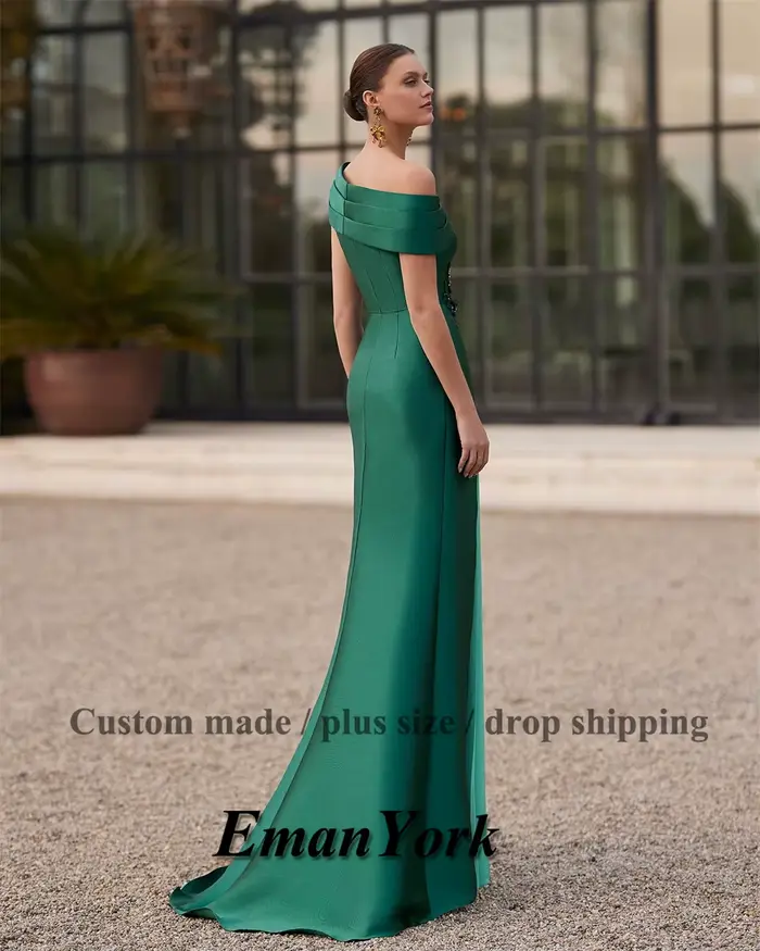 Élégant sirène mère De la mariée robes pour femmes plissé Satin robe d'invité De mariage