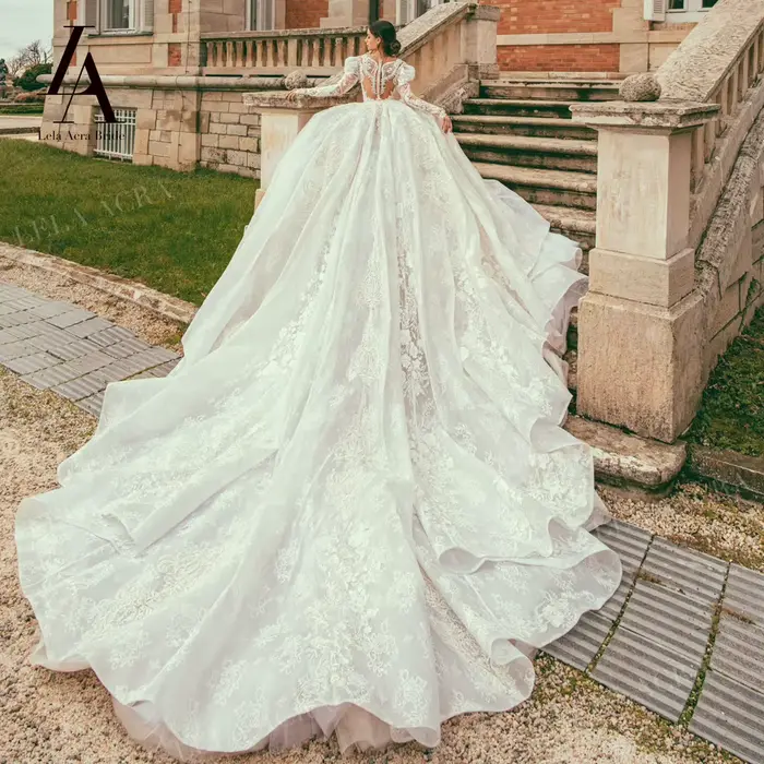 Robes de mariée LelaAcra Sweetheart pour femmes 2026 à manches longues avec appliques