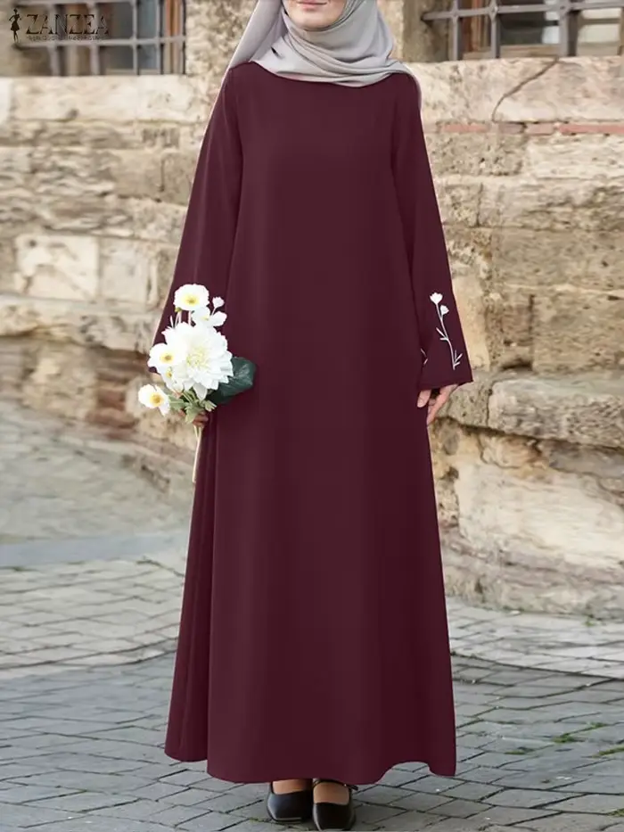 2025 mode musulmane Abaya Robe ZANZEA femmes robes longues automne à manches