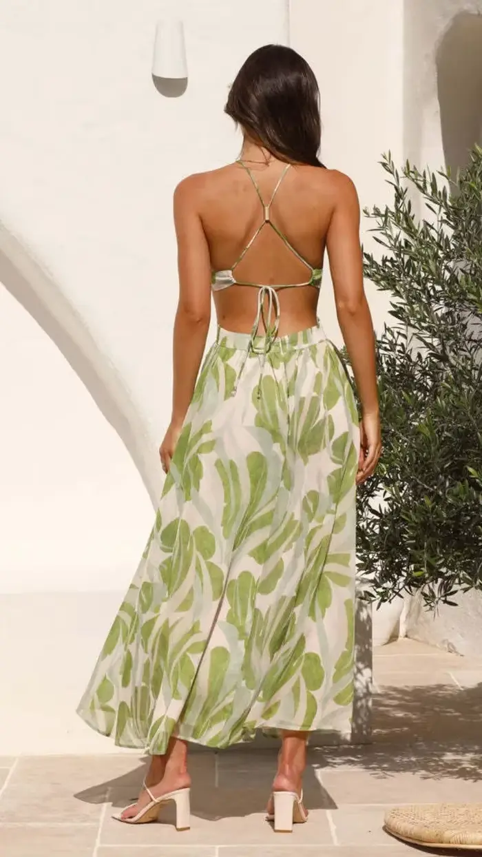Robe fendue à imprimé floral pour femmes