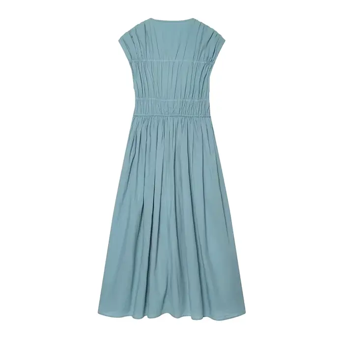 Robe longue femme été 2026 élégante et décontractée pour les vacances style moderne polyester sans manches col en V