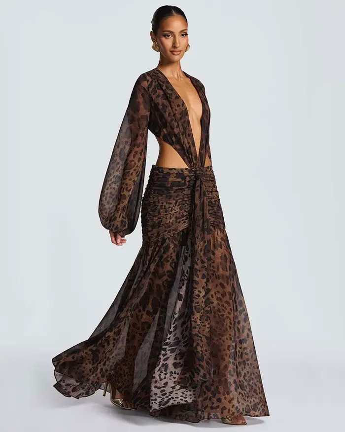 GACVGA – robe Maxi élégante en mousseline de soie pour femmes