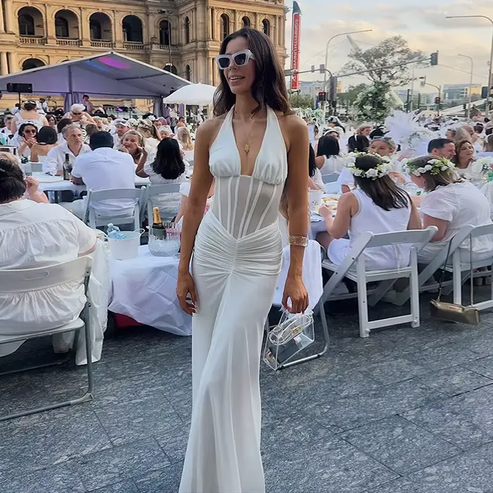 Robe longue élégante blanche pour femme