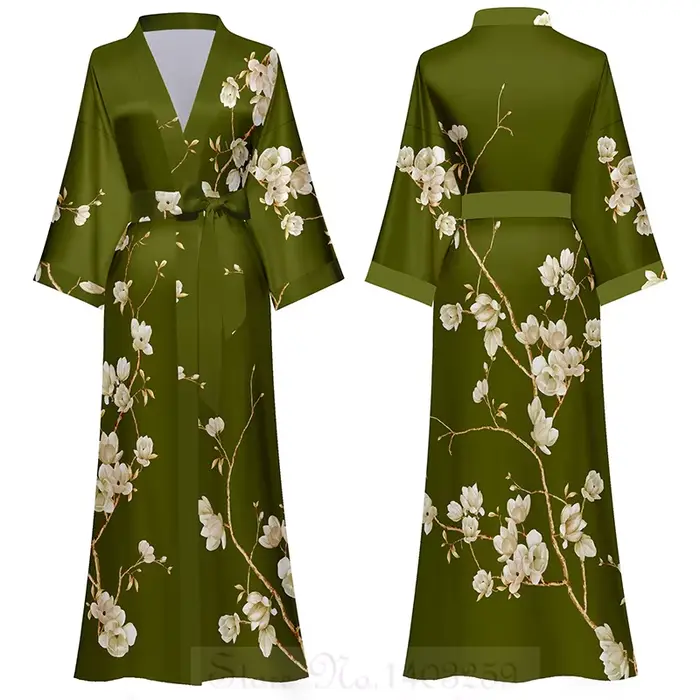 Peignoir kimono à manches mi-longues de style japonais pour femmes