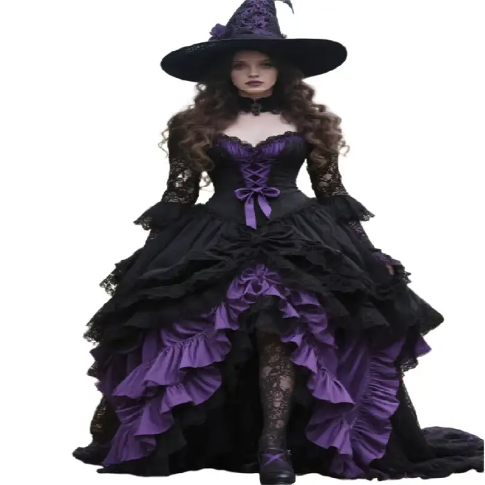 Robe de mariée gothique violette et noire 2026