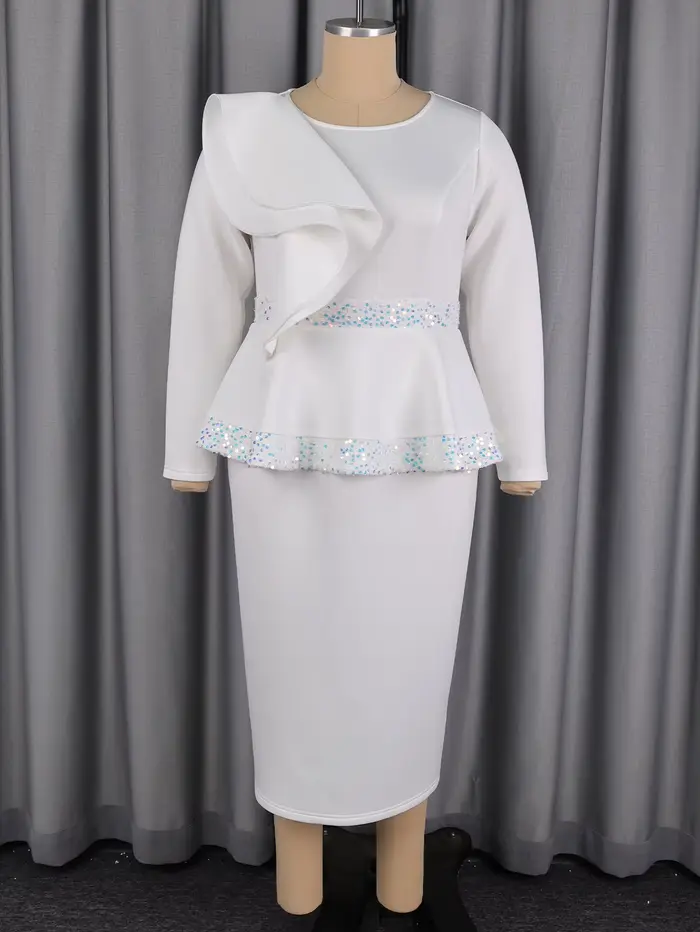 Robe élégante blanche pour femme à sequins