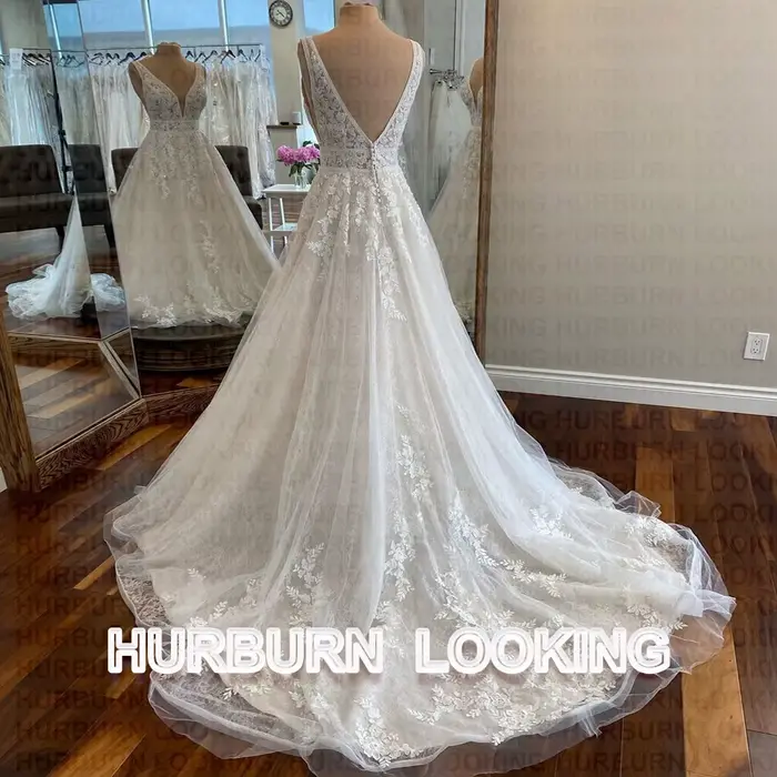Robe de Mariée Trapèze en Dentelle et Tulle pour Femme