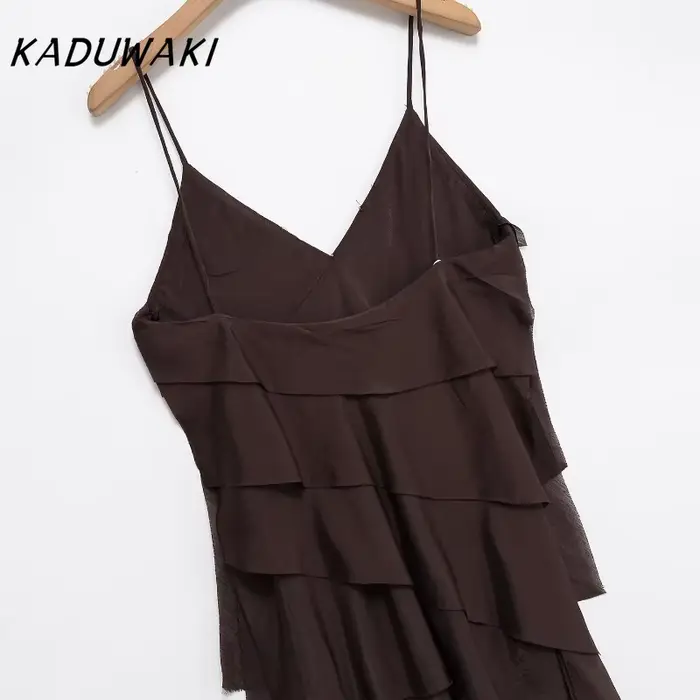 Robe Kaduwaki sans manches pour femmes, polyester et viscose, col rond, style décontracté, pour toutes les occasions