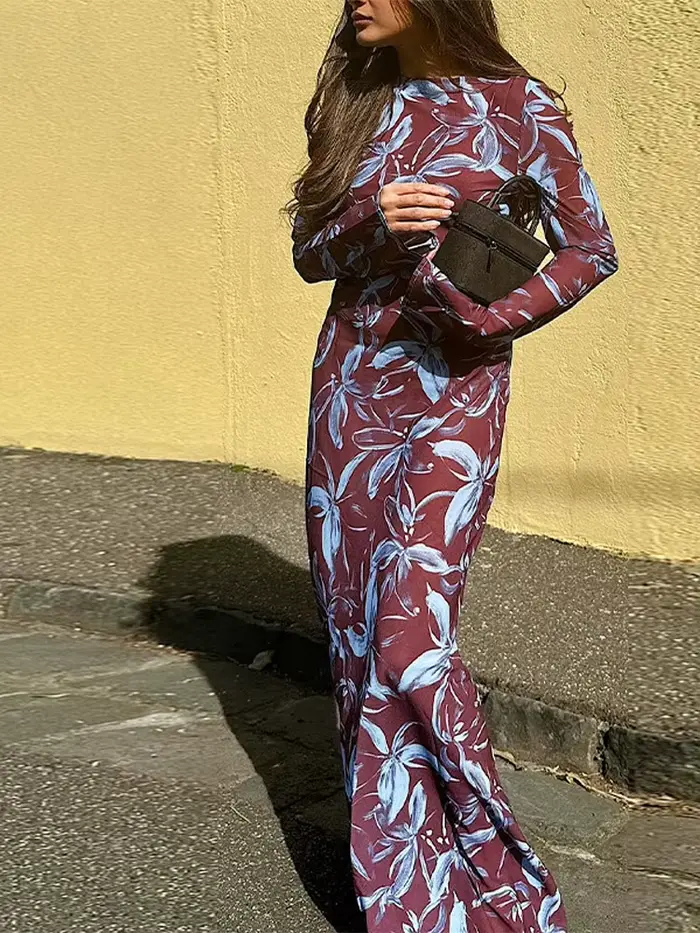 Robe de soirée bohème imprimée pour femmes