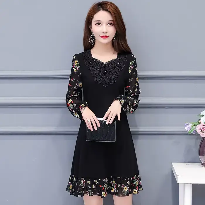 Robes florales pour femmes fleur élégante et belle en vente liquidation fête printemps automne 2025 