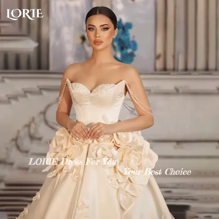 LORIE 3D fleurs robe de mariée élégante Rose a-ligne princesse