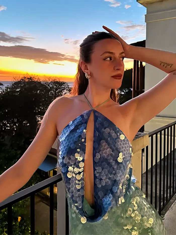 Robe Courte Sexy à Paillettes Brillantes pour Femme