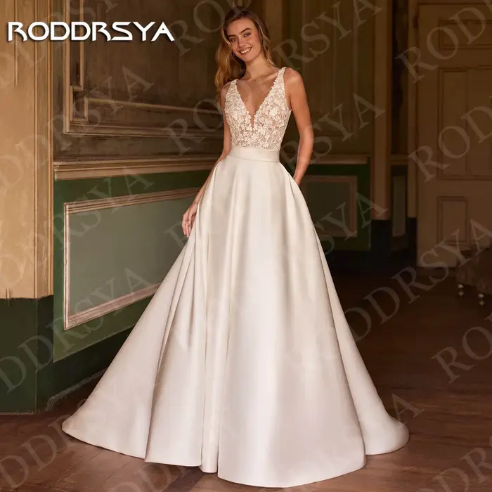 RODDRSYA robes de mariée Satin