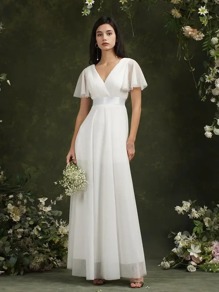 Robes de mariée blanches élégantes avec manches