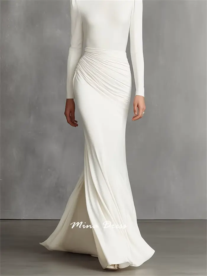 Robe de bal blanche personnalisée en fibre de bambou et coton, satinée, avec soutien-gorge intégré pour femmes, pour occasions spéciales et soirées formelles