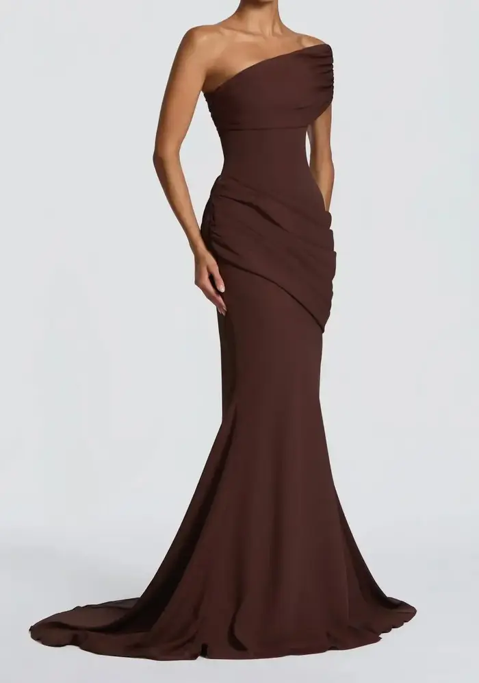 Robe de soirée élégante française à la mode avec col oblique pour femmes pour événements spéciaux et soirées