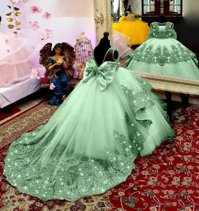 Robe de demoiselle d'honneur en dentelle perlée pour enfants, élégante sans manches, sur mesure pour mariage, anniversaire, concours de princesses