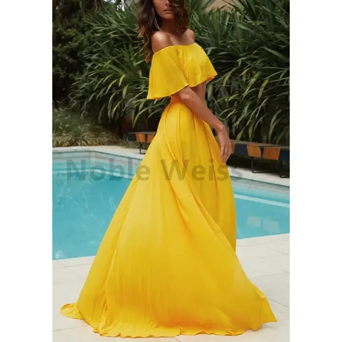 Robe de soirée Noble Weiss en mousseline, coupe trapèze, haut court à volants, longueur au sol, soutien-gorge intégré, personnalisable, pour femmes, occasions spéciales