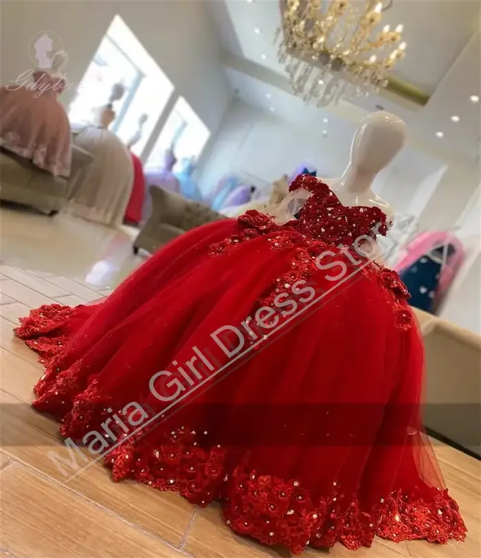 Robe à fleurs rouge pour filles