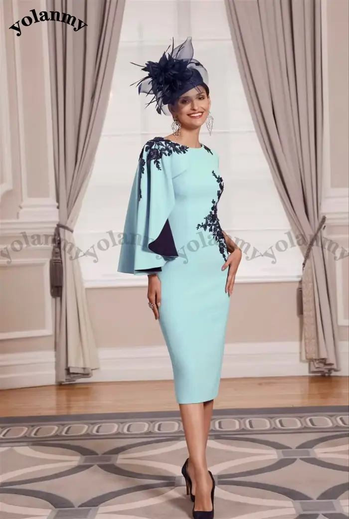 YOLANMY Unique bébé bleu mère de la robe de mariée contraste couleur