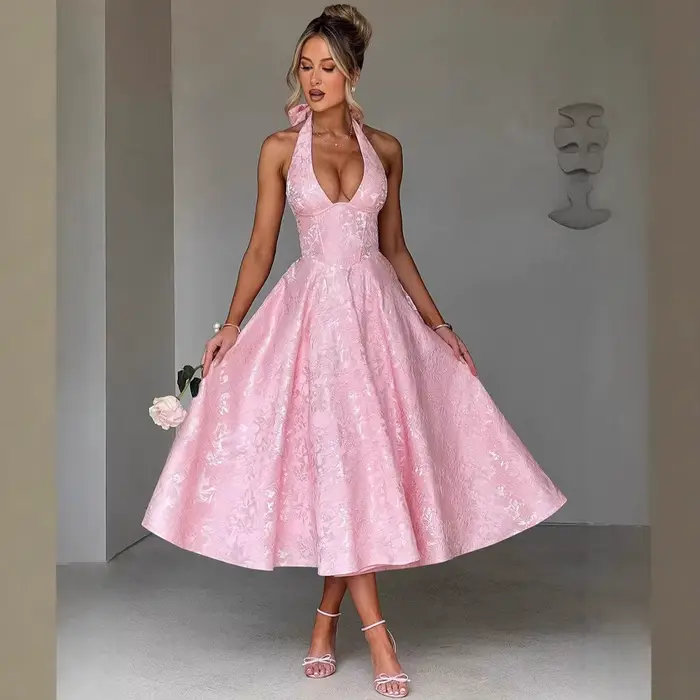 Robe trapèze portefeuille pour femmes élégante dos nu soirée printemps été style plage polyester multicolore SML