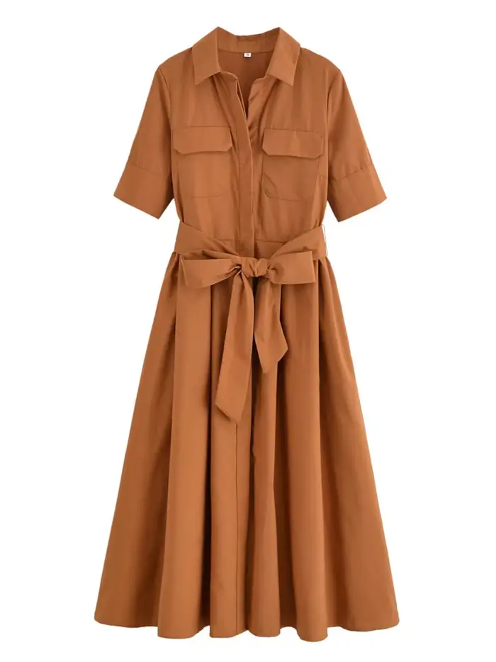 Robe chemise à manches courtes pour femmes