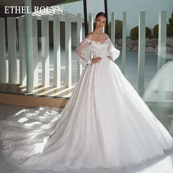 ETHEL ROLYN dentelle princesse robe de mariée Sexy robe de bal robes de mariée Sexy chérie manches b