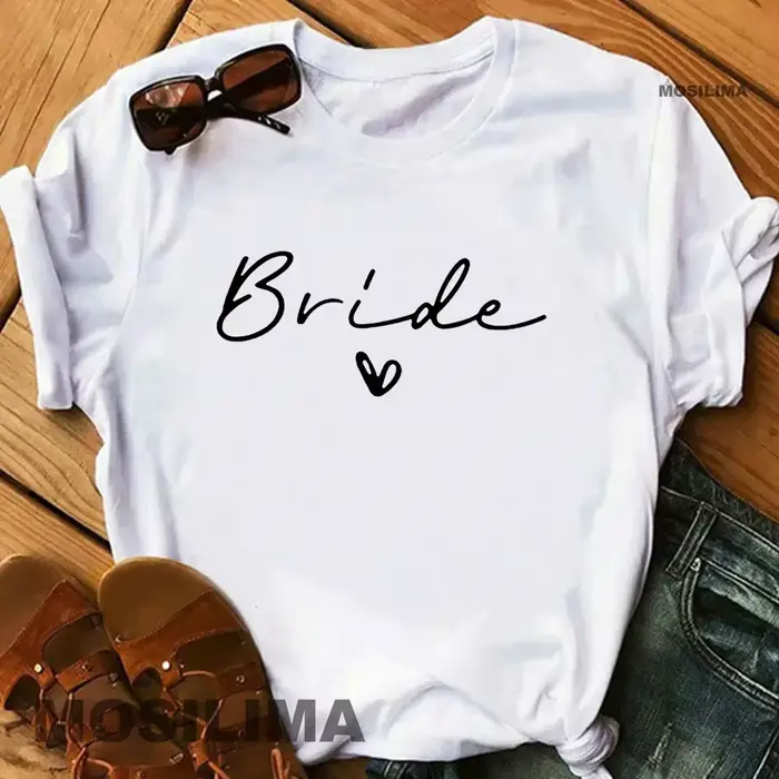 Femmes coton T-Shirt équipe mariée enterrement de vie de jeune fille douche poule fête demoiselle d'honneur impression