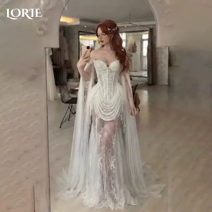 LORIE Robes de mariée vintage en dentelle avec appliques