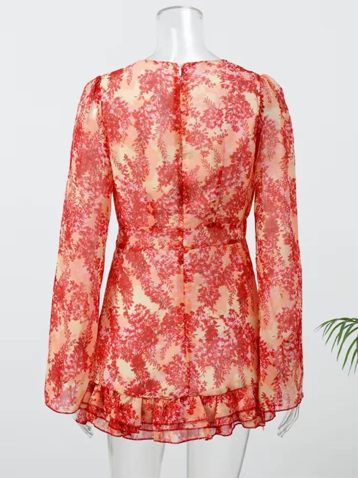 Robe Courte Sexy à Imprimé Floral pour Femme